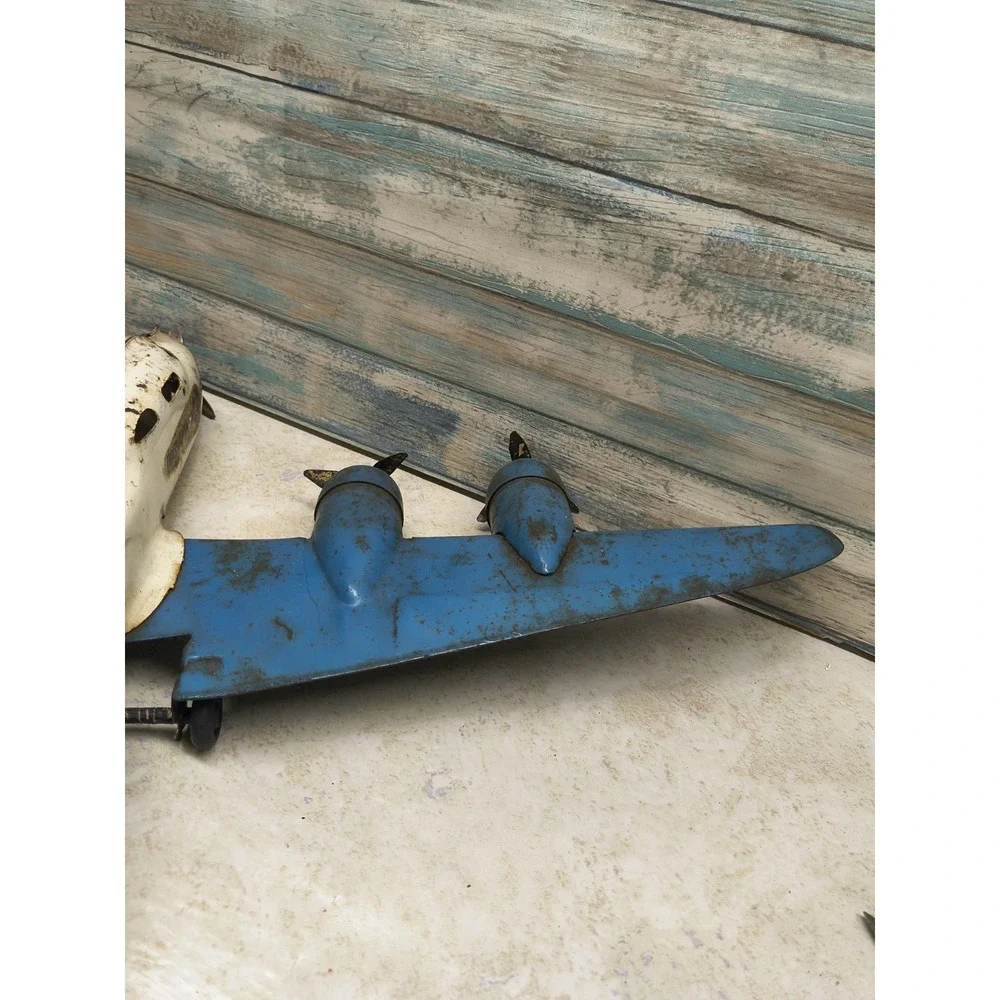 Large c40s Buddy L Pressed Steel TRANSPORT AIRPLANE Wood Wheels‎ AS IS SALE